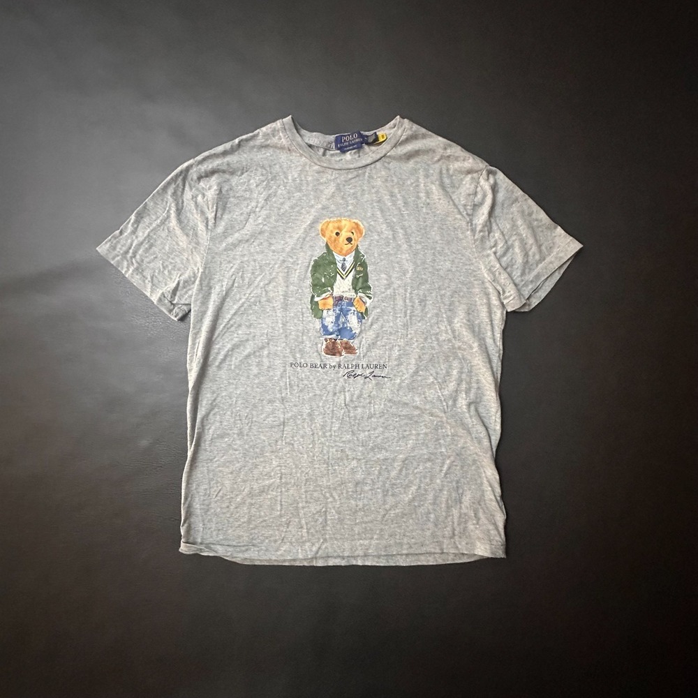 Polo Ralph Lauren T Shirt Mens Medium Gray Polo Bear Preppy Classic Heritage